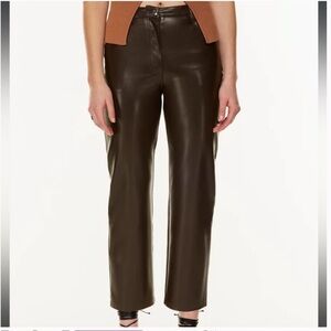 Aritzia Wilfred Melina Cropped Leather Pant in Chocolate Brown